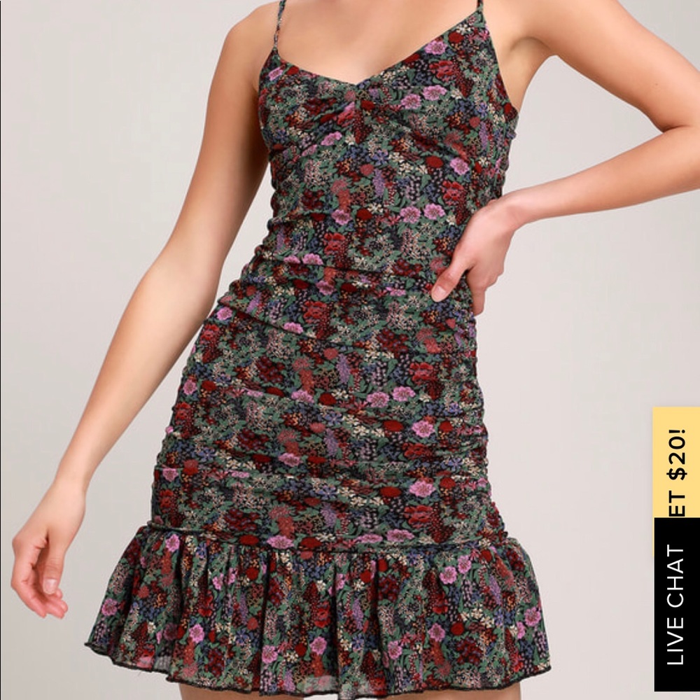Lulu’s Floral Ruched Mini Dress